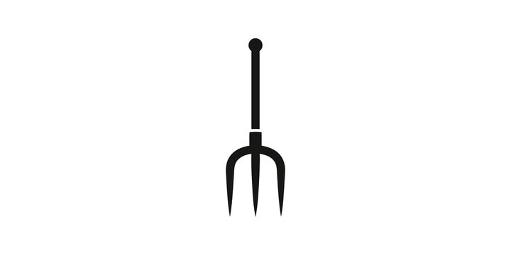 Black pitchfork garden tool icon representing farming and harvesting.