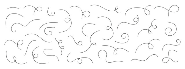 Hand drawn wavy squiggle line. Thin line squiggle wavy shapes. Decorative swirl and elegant divider. Abstract looping curved line set. © ColourfulCreations