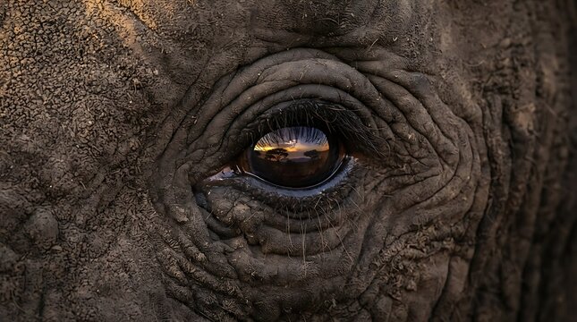 Wildlife Macro: Elephant Eye and Textured Skin Portrait