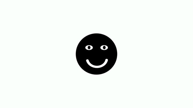 Happy emoji smile faces icon animation on white background. Smiley face with closed eyes animation. Happy smile cartoon face smileys user experience icon representing happiness, positive emotion
