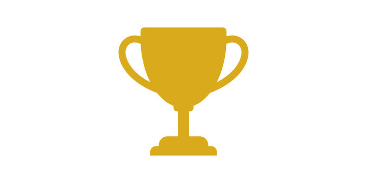 Gold trophy cup award champion symbol isolated on transparent space.