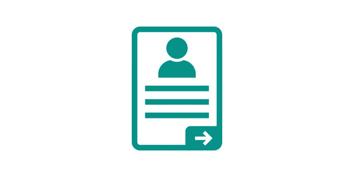 User profile document icon in teal for account registration and records.