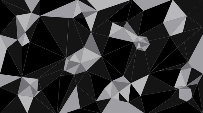 Dark low poly geometric abstract background with gray triangles