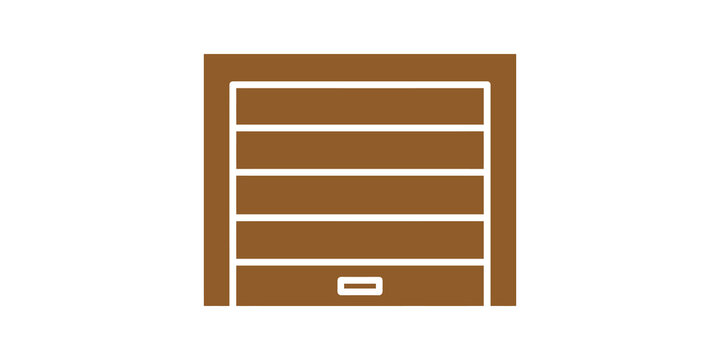 Brown garage roller door icon isolated on transparent background flat.