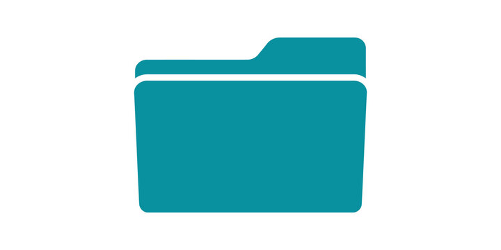 Teal blue file folder icon vector graphic for digital storage design.