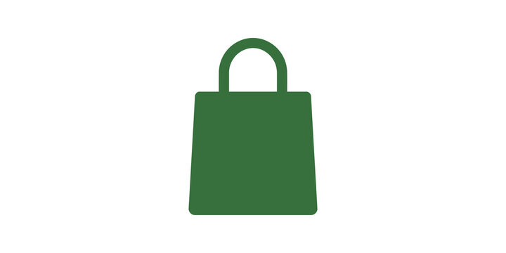 Green shopping bag flat icon for retail and ecommerce business website.