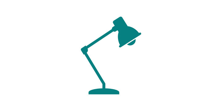 Desk lamp icon with teal color scheme for office workspace lighting set.