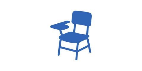 Fototapeta premium Blue school desk chair icon on a transparent background for class.