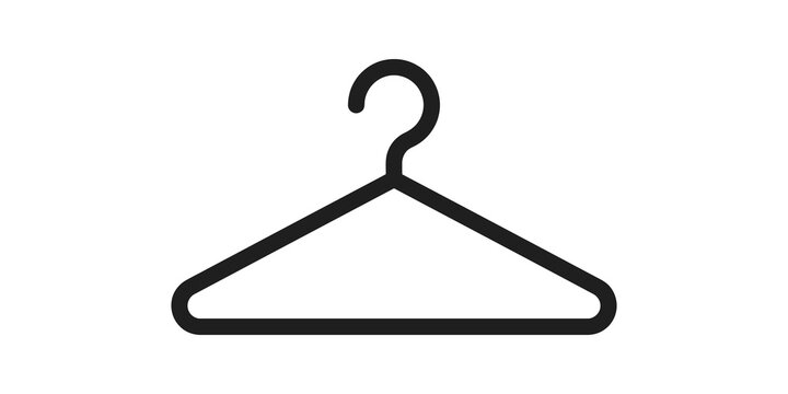 Clothes hanger icon black vector design for fashion retail garment supply.