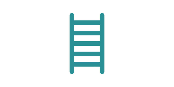 Teal climbing ladder flat icon on a transparent background for web.