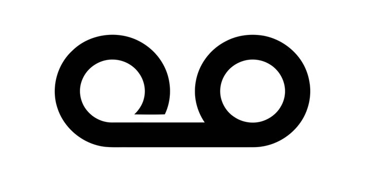 Black voicemail tape icon on transparent background for messaging apps.