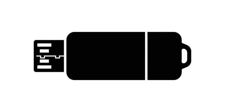 Usb flash drive black storage icon for technology hardware projects.