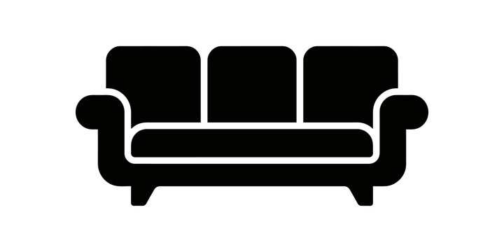 Three seater sofa black flat icon for home living room furniture.