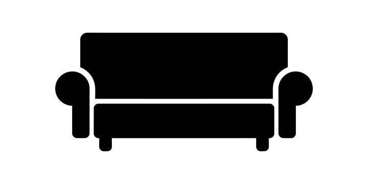 Two seater sofa black flat icon for home living room furniture.