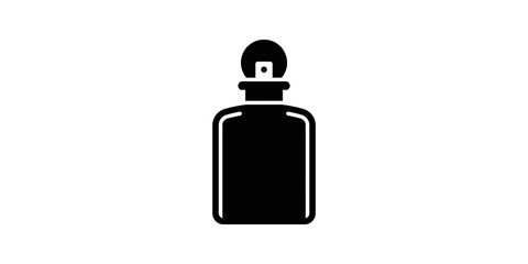 Obraz premium Black perfume spray bottle icon isolated on transparent grid background.