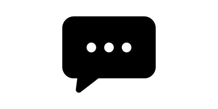 Speech bubble black silhouette icon represents online communication.