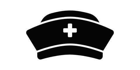 Medical nurse cap with cross emblem vector icon on transparent backdrop. © SAJID