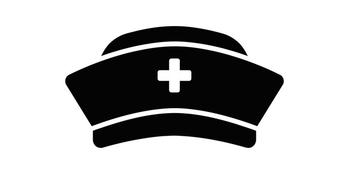 Medical nurse cap with cross emblem vector icon on transparent backdrop.
