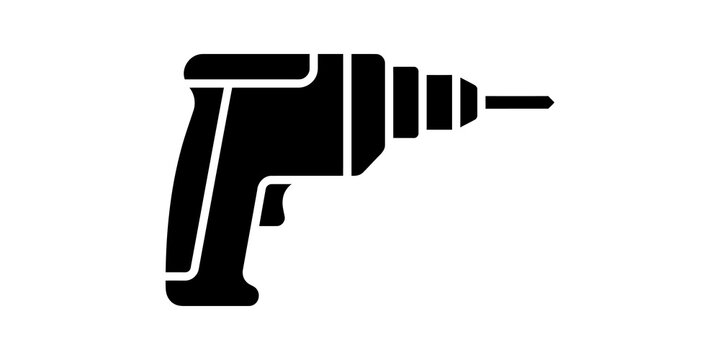 Black cordless drill silhouette icon isolated for hardware design tools.