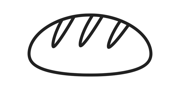Freshly baked bread loaf line icon isolated on transparent background.