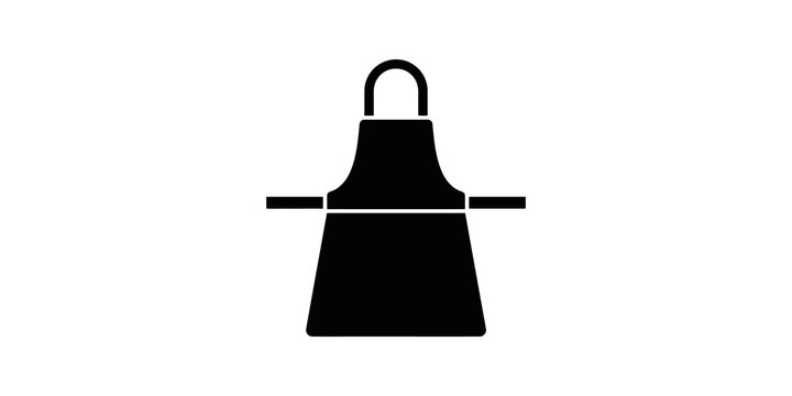 Black protective kitchen apron icon for cooking and chef wear.