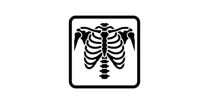 Black chest skeletal x-ray icon graphic on transparent background.