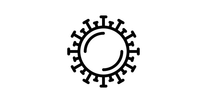 Circular outline coronavirus icon for medical informational graphics.