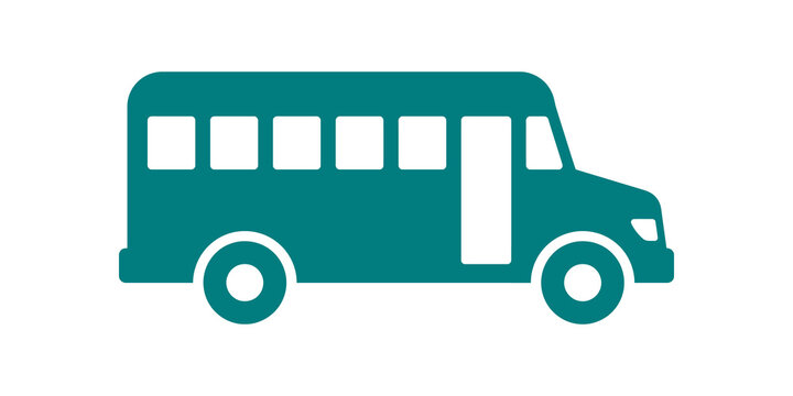 School bus flat icon teal color for public transportation student transit.