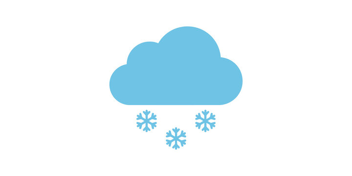 Snowy cloud flat icon in blue for weather forecasting and climate apps.