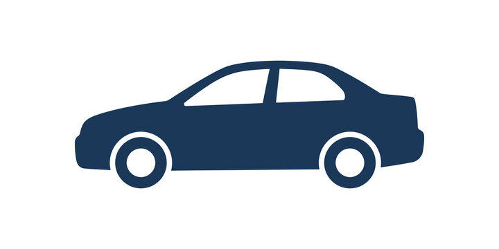 Sedan car dark blue icon for automotive sales and transport services.