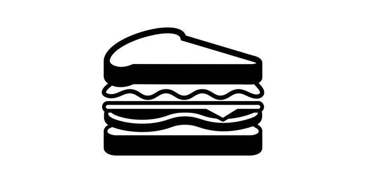 Classic layered sandwich icon with meat, cheese, and vegetables.