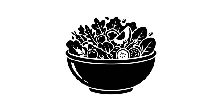 Fresh garden salad icon in a bowl with various healthy vegetables.