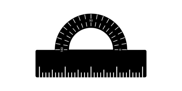 Protractor ruler black silhouette icon for geometry and measurement.