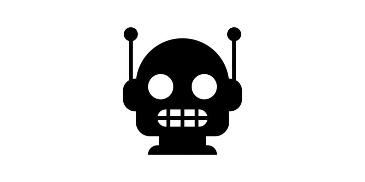 Robot head silhouette icon for artificial intelligence and automation.
