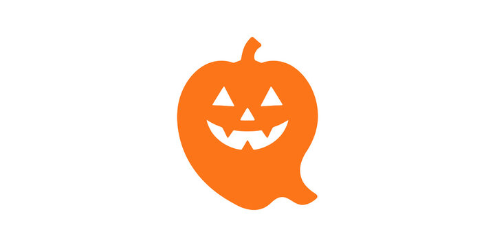Halloween ghost pumpkin hybrid monster orange character icon design vector.