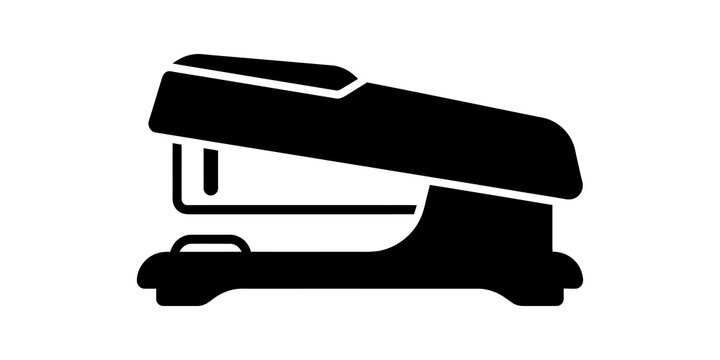 Black office stapler flat icon symbol on transparent background.
