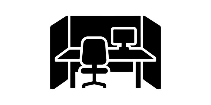 Corporate office cubicle flat icon symbol on transparent background.