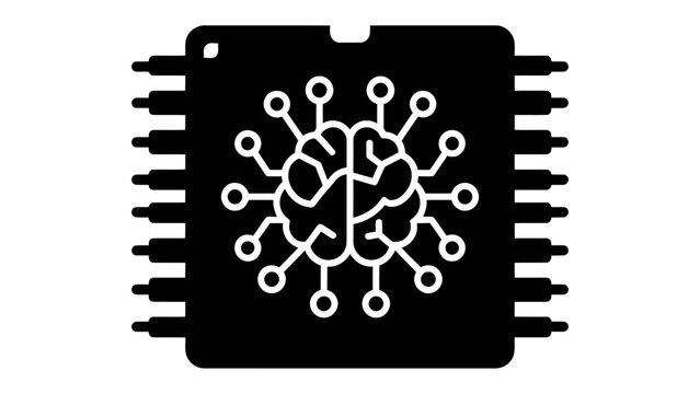 Artificial Intelligence Chip Concept: A stylized representation of a microchip designed to resemble a human brain, symbolizing the concept of artificial intelligence and advanced technology.