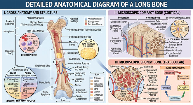 Gross Anatomy of a Typical Long Bone (Cross-Section)