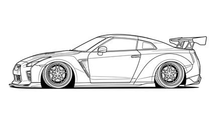 Fototapeta premium Sportscar Outline Drawing Isolated