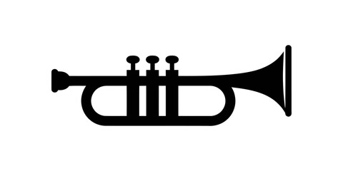Black trumpet musical instrument silhouette for jazz band performance. © SAJID