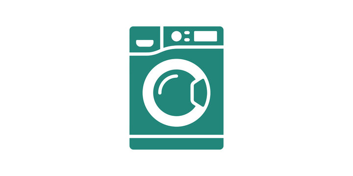 Automatic washing machine appliance icon in teal green color palette.