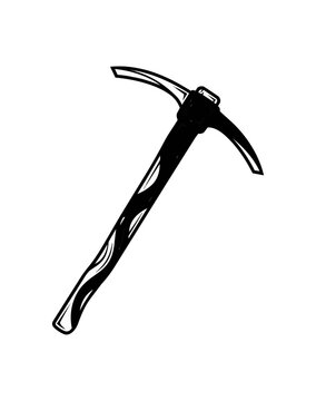 Industrial pickaxe tool silhouette on black background