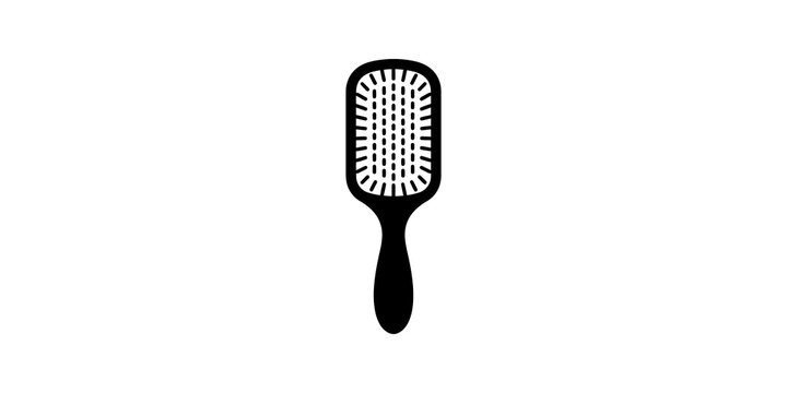 Hairbrush black plastic grooming tool icon for personal beauty care.