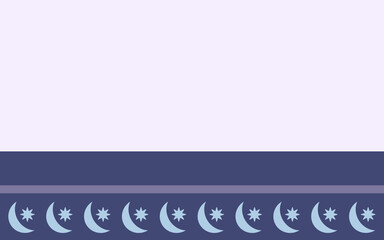 Pastel lavender and purple islamic banner template with crescent moon and star border, cute ramadan background with copy space for greeting card or presentation © Pim