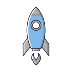 Blue rocket with fins and window on transparent background © miftakhur