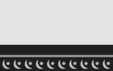 Monochrome grey and black islamic banner template with crescent moon and star border, minimalist ramadan background with copy space for greeting card or presentation © Pim