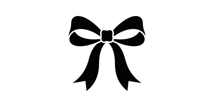 Decorative black gift bow silhouette for celebration and gift design.