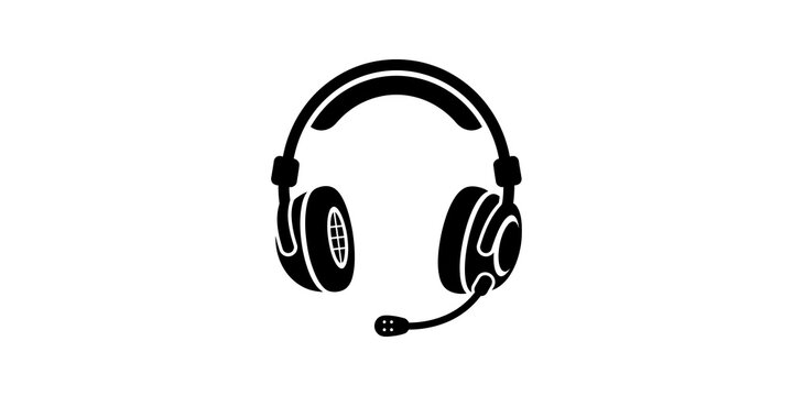 Black gaming headset icon with integrated microphone for audio chat.