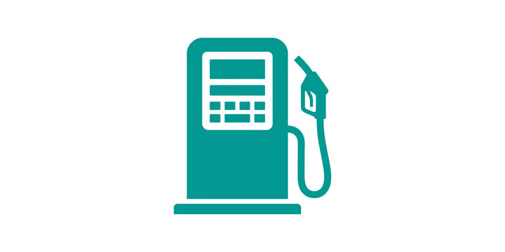 Fuel pump station icon featuring teal design for modern gas retail store.